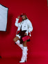 Leather imitation jacket "MATCHA CV2139" - WHITE